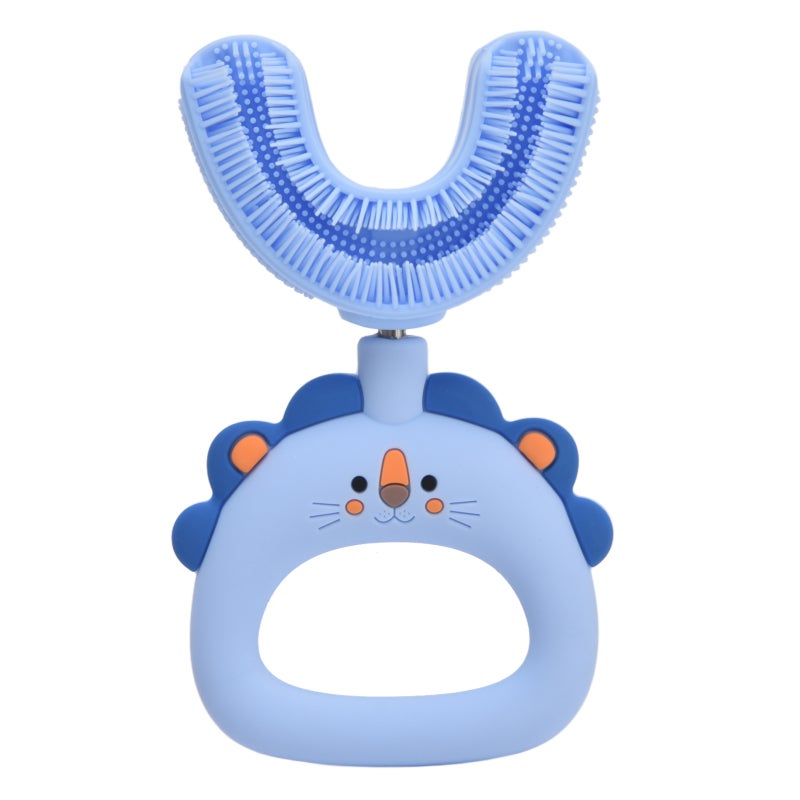 U Shaped Toothbrush For Kids - 360° Full Cleaning Multi Layer Bristles Food Grade Silicone - Safe Comfortable Grip Gentle Oral Care for 7 To 14 Year Olds With Sensitive Gums - Image 1