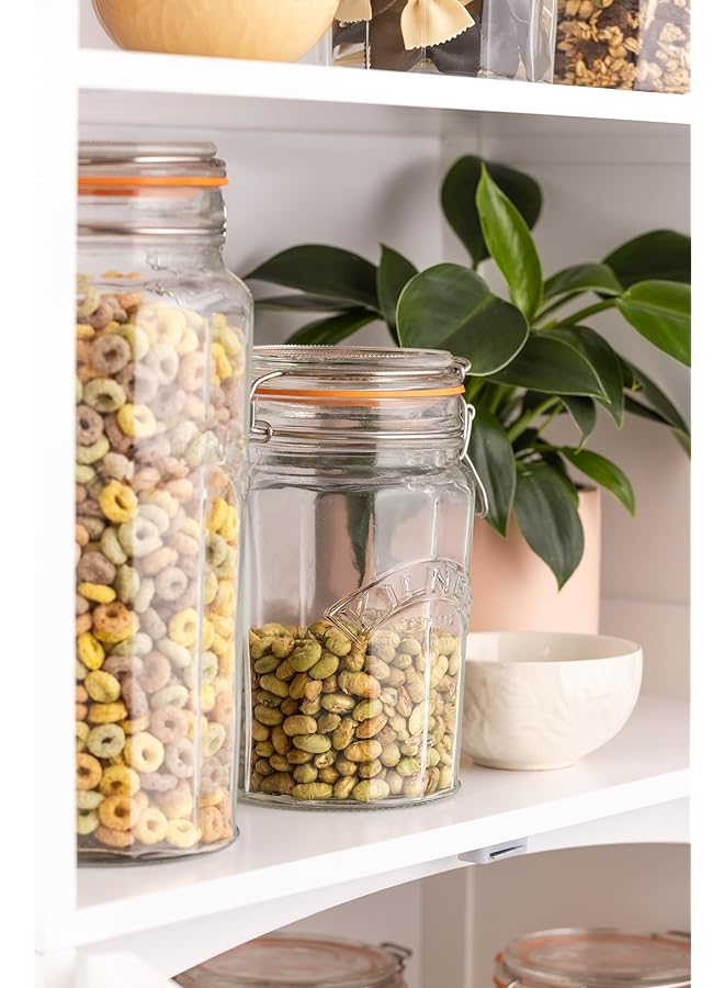 Kilner Glassware Facetted Clip Top Jar, Airtight Seal For Pickling, Preserving, And Storing, 33 1/2 Fluid Ounces - Image 5