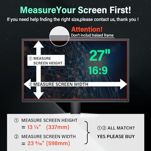 Mao Yeye [2 Pack] Magnetic 27 Inch Computer Privacy Screen for 16:9 Aspect Ratio Widescreen Monitor, Hanging Eye Protection Anti Glare Blue Light Computer Monitor Privacy Filter, Removable 27 in Protector Film - Image 2