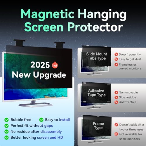Mao Yeye [2 Pack] Magnetic 27 Inch Computer Privacy Screen for 16:9 Aspect Ratio Widescreen Monitor, Hanging Eye Protection Anti Glare Blue Light Computer Monitor Privacy Filter, Removable 27 in Protector Film - Image 3