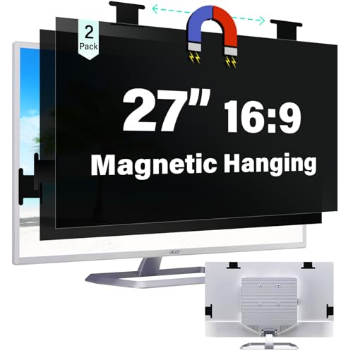 Mao Yeye [2 Pack] Magnetic 27 Inch Computer Privacy Screen for 16:9 Aspect Ratio Widescreen Monitor, Hanging Eye Protection Anti Glare Blue Light Computer Monitor Privacy Filter, Removable 27 in Protector Film - Image 1