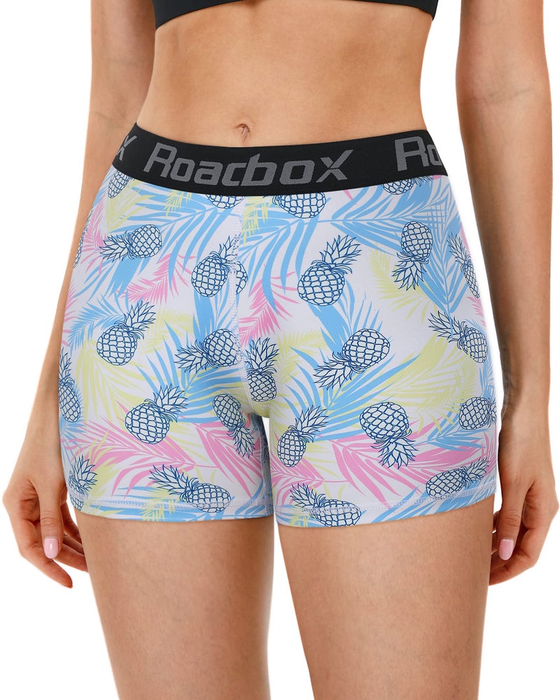 Roadbox 4" Women's Spandex Compression Shorts, 3 Pack Volleyball Yoga Shorts, Athletic Biker Shorts for Workout Running Gym - Image 2