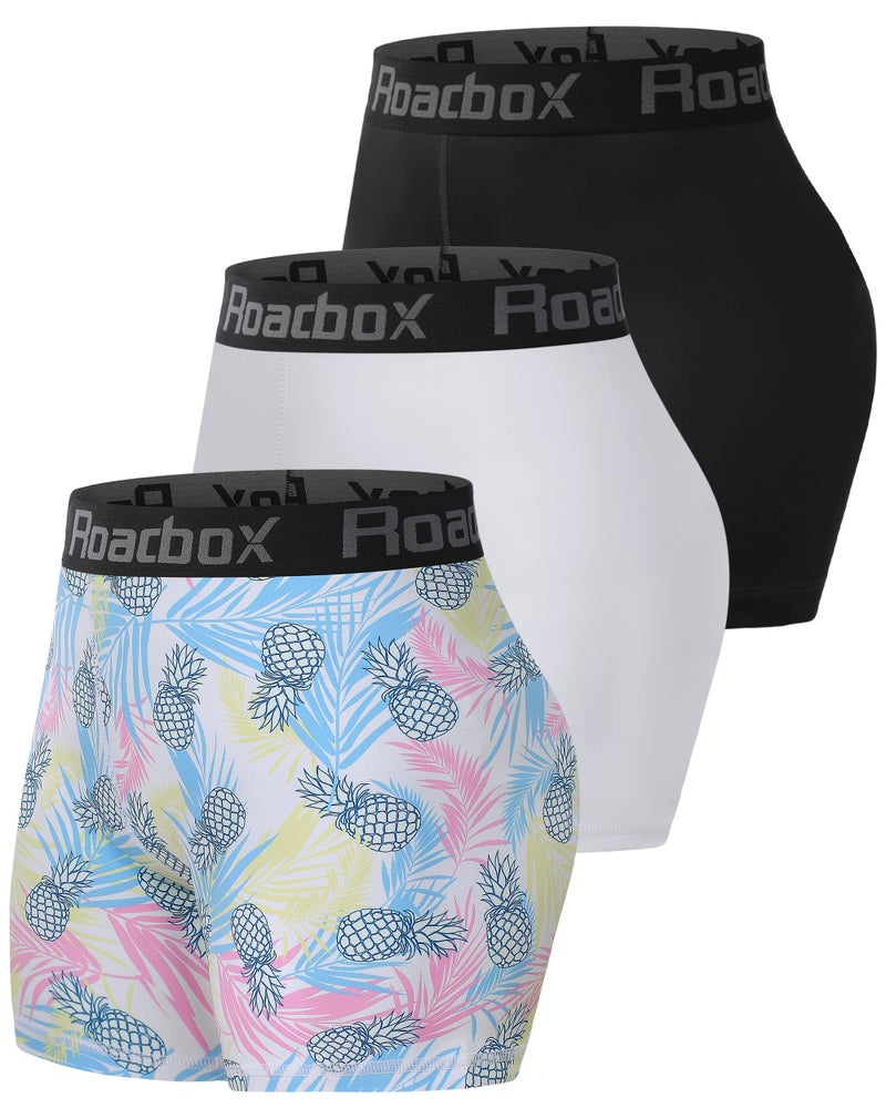 Roadbox 4" Women's Spandex Compression Shorts, 3 Pack Volleyball Yoga Shorts, Athletic Biker Shorts for Workout Running Gym - Image 1