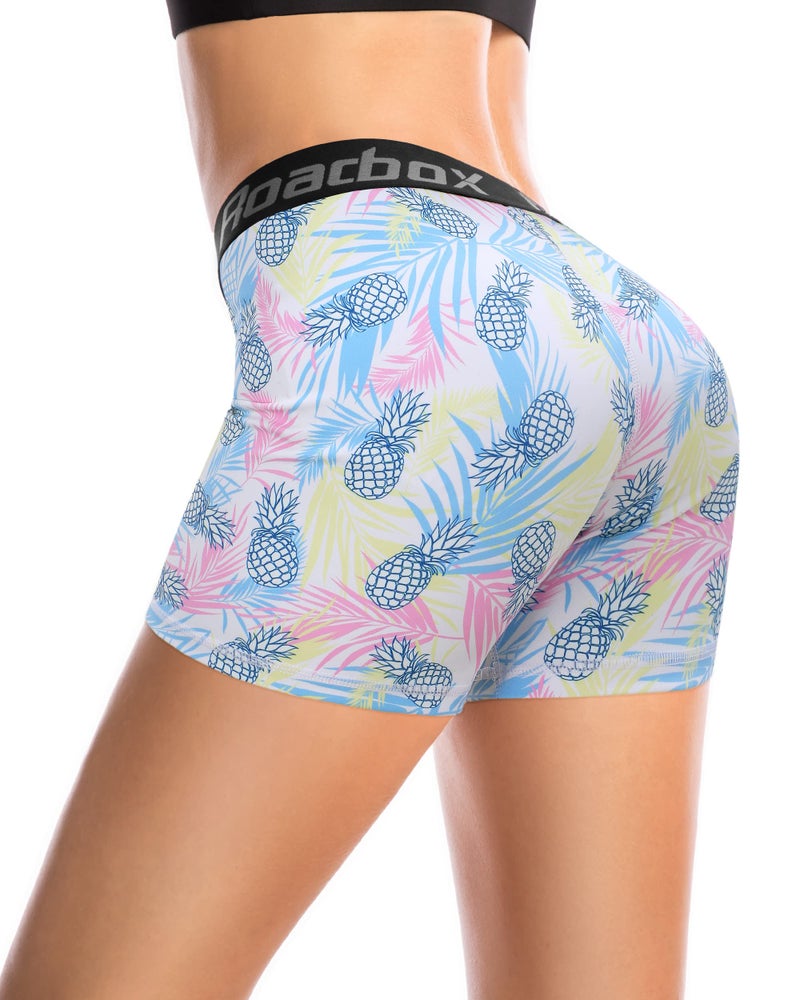 Roadbox 4" Women's Spandex Compression Shorts, 3 Pack Volleyball Yoga Shorts, Athletic Biker Shorts for Workout Running Gym - Image 3