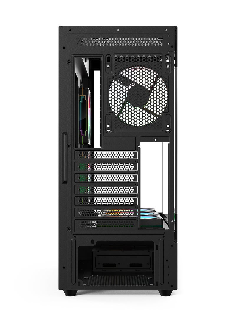 أيسر كيس كمبيوتر V930B، كيس ألعاب ATX، مزود بـ 6 مراوح ARGB، المنافذ: Type-C (بنفس سرعة USB 3.0) + USB 3.0 + USB 1.1 + HD Audio، لون أسود - Image 3