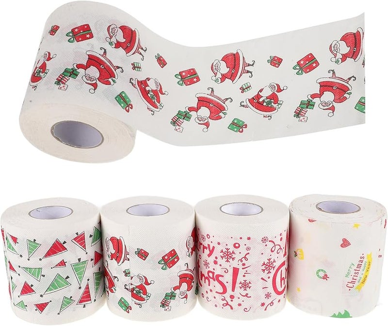Tehaux 4 Rolls Christmas Toilet Paper Thick Printed Holiday Bathroom Decor - Image 2