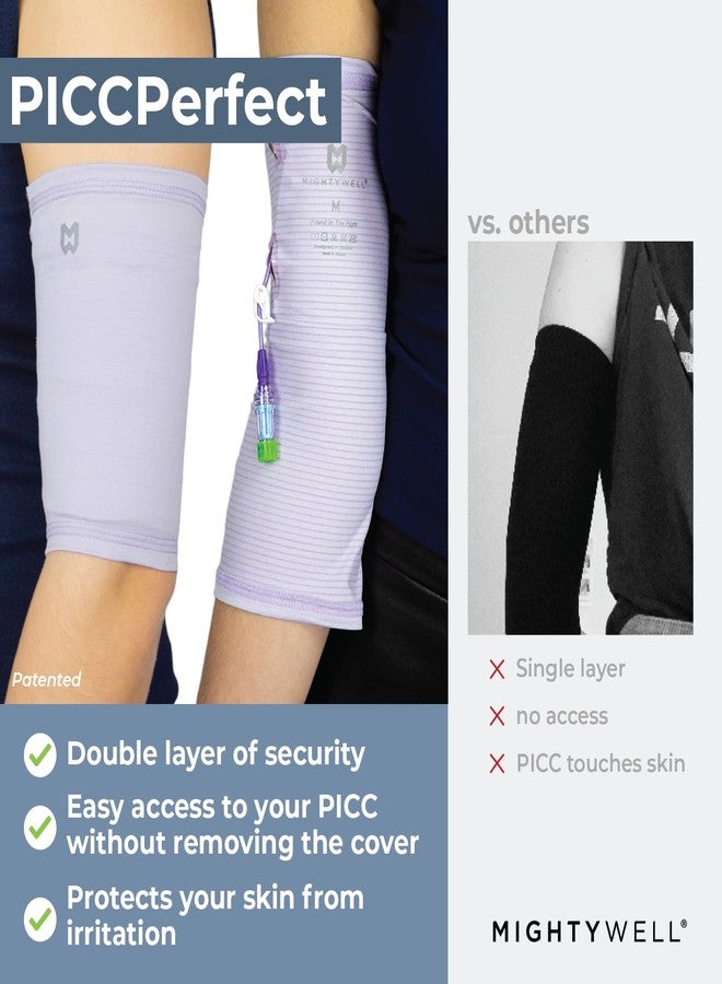 Mighty Well PICCPerfect PICC Line Cover: Soft Touch Double Layer PICC Line Arm Cover | Solid Slate, Large - Image 2