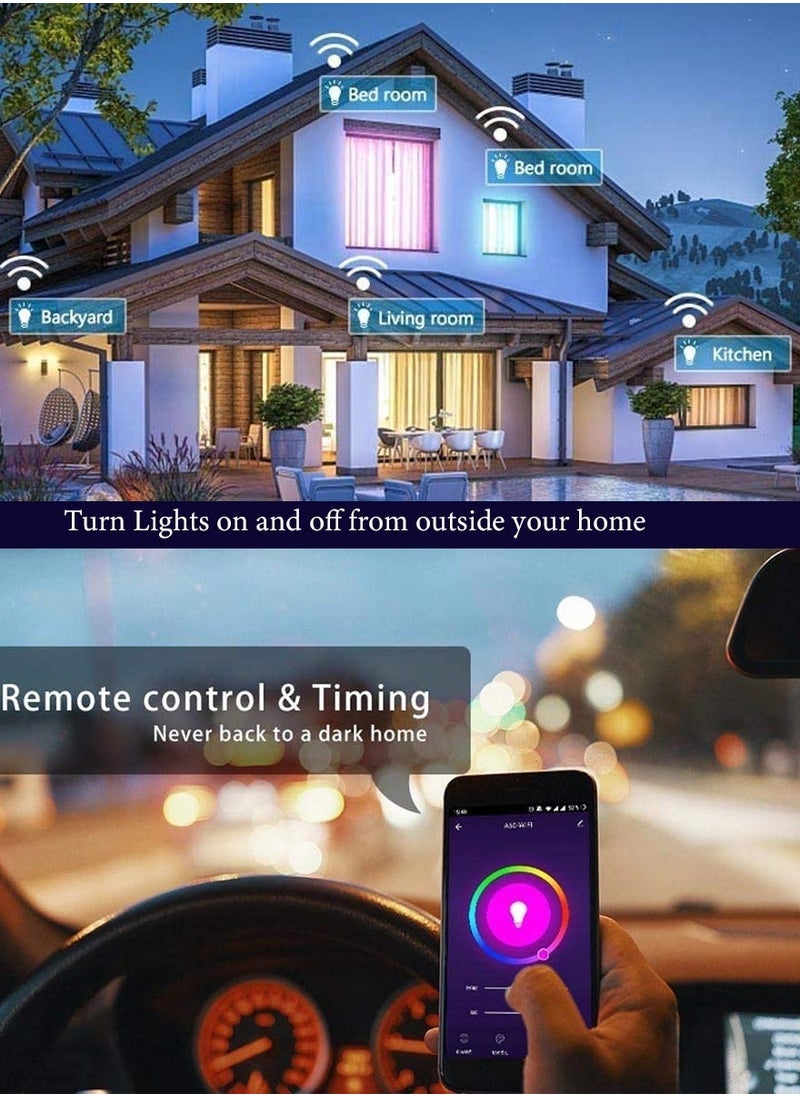 LED Wi-Fi Bluetooth Bulb, Control From Your Iphone or Android From Anywhere, Works With Alexa Google Assistant, 16Million Colors Dimmable Light 8 Different Modes Power Saving, 10W Smart Bulb Pack Of 3