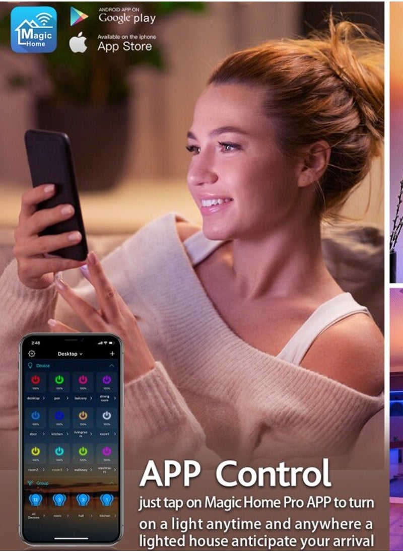 LED Wi-Fi Bluetooth Bulb, Control From Your Iphone or Android From Anywhere, Works With Alexa Google Assistant, 16Million Colors Dimmable Light 8 Different Modes Power Saving, 10W Smart Bulb Pack Of 3