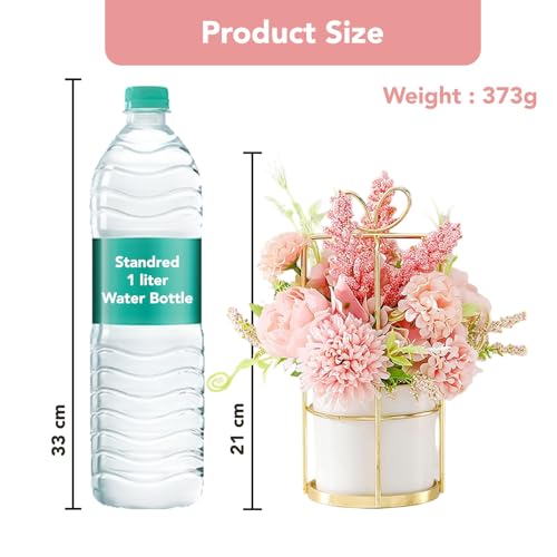 Ekhasa Nostrae Dahlia Flower Ceramic Vase with Artificial Flowers Plant | Small Daisy Flower Pots with Artificial Flowers for Home Decor Centre Table Living Room Office Wedding Birthday & Gift - Image 4