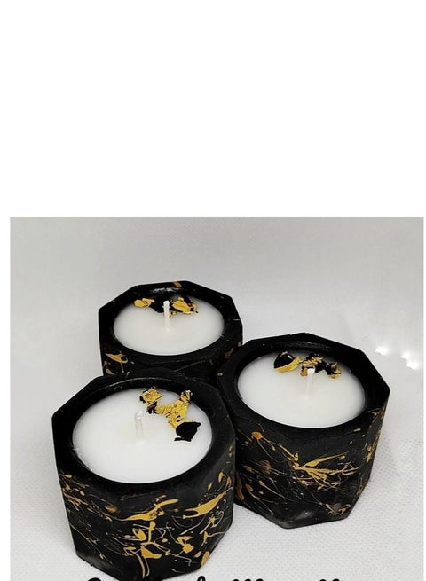 Candle concrete pots /lavender scanted candles /3 pieces