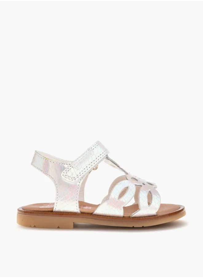 بابلوسكي Girls' Cutout Detail Strap Sandals with Hook and Loop Closure