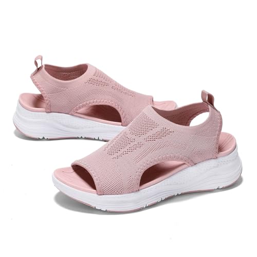 GoodValue Womens Comfortable Orthopedic Sandals Arch Support Ladies Walking Sport Athletic Sandals Open Toe Slip On Plantar Fasciitis Platform Dress Sandal 2 Inches Heel - Image 1
