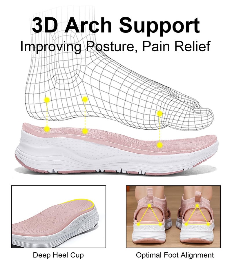 GoodValue Womens Comfortable Orthopedic Sandals Arch Support Ladies Walking Sport Athletic Sandals Open Toe Slip On Plantar Fasciitis Platform Dress Sandal 2 Inches Heel - Image 2