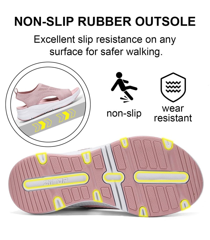 GoodValue Womens Comfortable Orthopedic Sandals Arch Support Ladies Walking Sport Athletic Sandals Open Toe Slip On Plantar Fasciitis Platform Dress Sandal 2 Inches Heel - Image 4