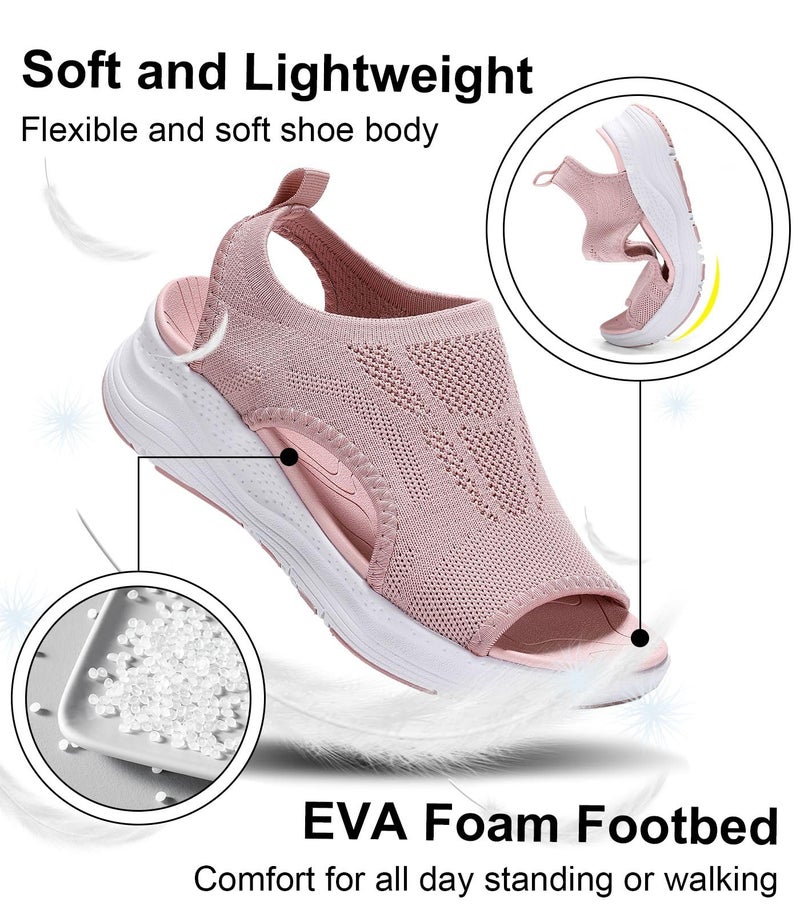 GoodValue Womens Comfortable Orthopedic Sandals Arch Support Ladies Walking Sport Athletic Sandals Open Toe Slip On Plantar Fasciitis Platform Dress Sandal 2 Inches Heel - Image 3