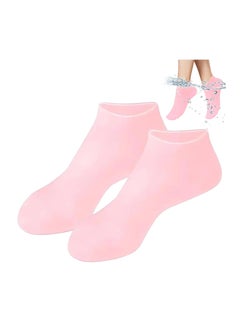 Generic Moisturizing Silicone Socks for Women, Silicone Pedicure Spa Socks, Foot Mask for Peeling, Protective Gel Socks for Beach, Aloe Vera Socks Anti-Slip for Dry Cracked Feet and Foot Care (Pink)  - Image 1
