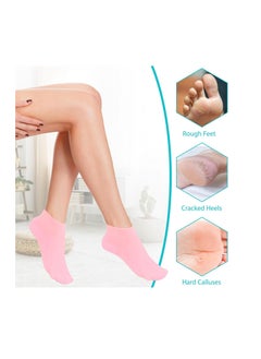 Generic Moisturizing Silicone Socks for Women, Silicone Pedicure Spa Socks, Foot Mask for Peeling, Protective Gel Socks for Beach, Aloe Vera Socks Anti-Slip for Dry Cracked Feet and Foot Care (Pink)  - Image 2