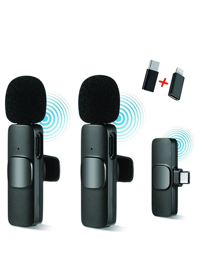 Generic Wireless Microphone Lavalier Microphone 2 in 1 for iPad YouTube Facebook Live Streaming Vlog Audio Recording Cordless Mini mic with noise reduction and Plug-Play  - Image 1