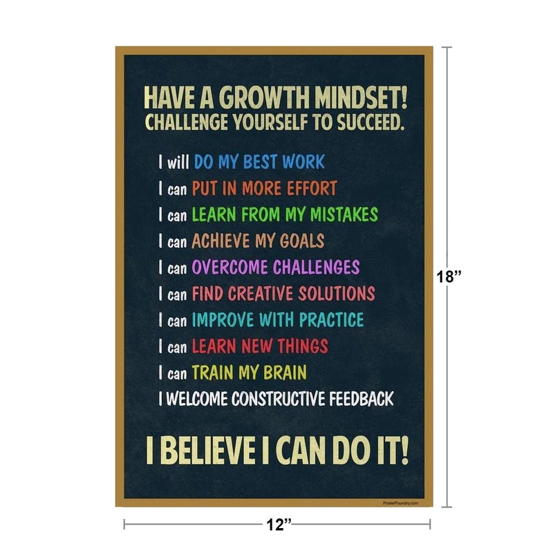Poster Foundry Growth Mindset Poster For Classroom Decoration Motivational Class Rules Bright Chalkboard Decor Theme Cool Wall Art Print Poster 12x18 - Image 3