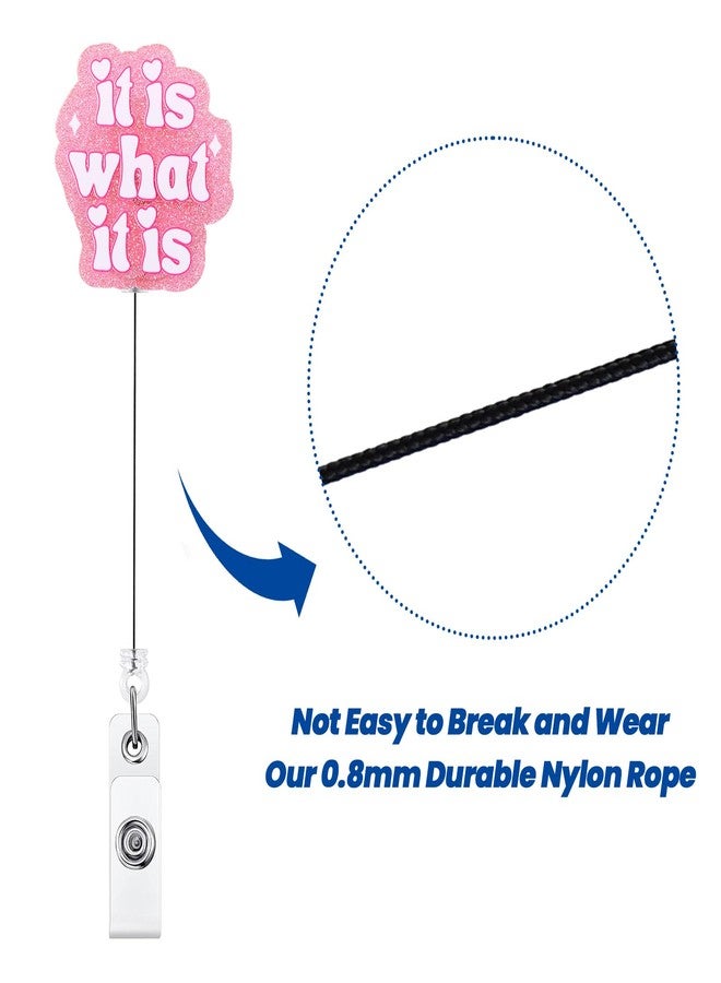 BVIIE IT is What IT is Funny Nurse Badge Reel, Cute ID Name Work Badge Holder with Retractable Clip, Badge Buddy for RN LPN CNA MA Nurse Doctor Nursing Student Teacher and Medical Workers - Image 5