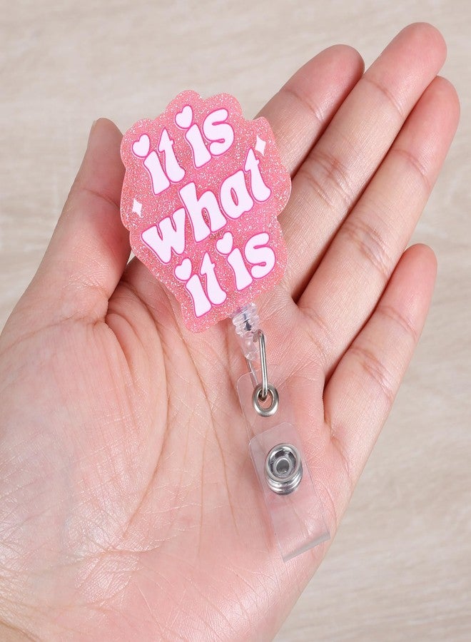 BVIIE IT is What IT is Funny Nurse Badge Reel, Cute ID Name Work Badge Holder with Retractable Clip, Badge Buddy for RN LPN CNA MA Nurse Doctor Nursing Student Teacher and Medical Workers - Image 2