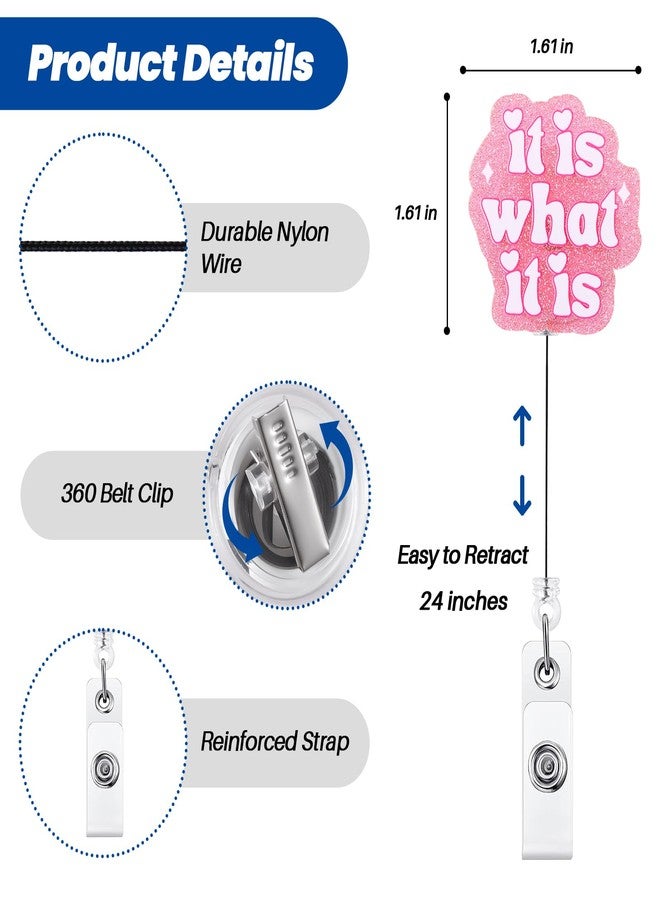 BVIIE IT is What IT is Funny Nurse Badge Reel, Cute ID Name Work Badge Holder with Retractable Clip, Badge Buddy for RN LPN CNA MA Nurse Doctor Nursing Student Teacher and Medical Workers - Image 4