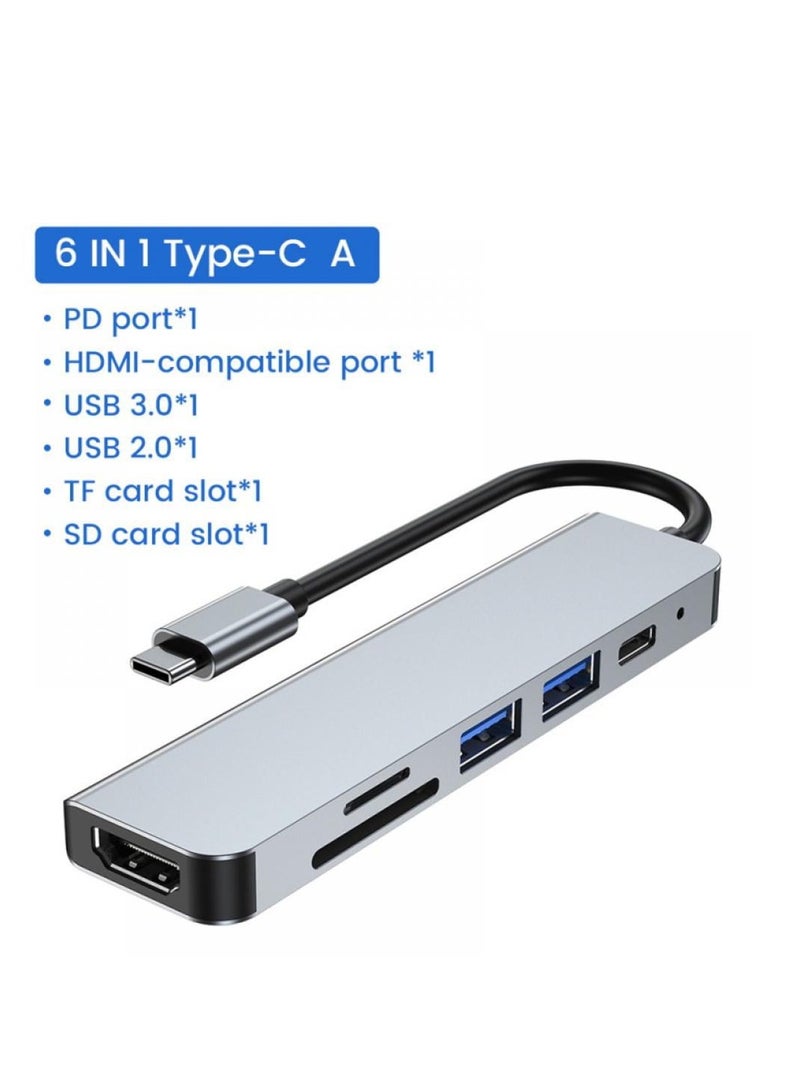 6 In 1 USB C Adapter, 100W PD Charging SD/TF Card Reader USB 3.0 Ports for MacBook Pro/Air USB C Hub 4K HDMI-compatible  - Image 4