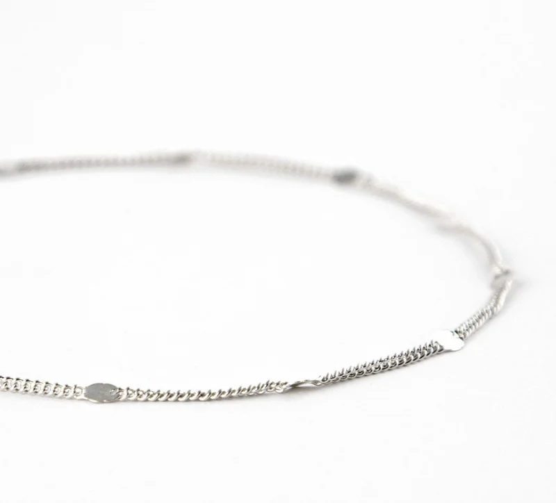 Minza  Minza “Luna Disc” Women’s Anklet, 925 Sterling Silver Sequin Chain Anklet, Adjustable Minimalist Anklet for Women, Jewelry for Casual & Special Occasion. for Women | Best Price UAE