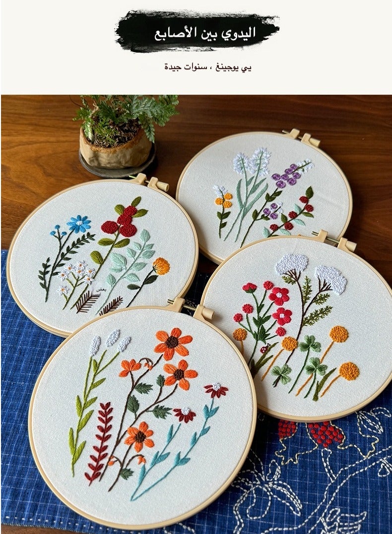 Generic Beginner Embroidery Kit Set of 3 - Complete Starter Pack with Hoops, Threads & Patterns  - Image 2