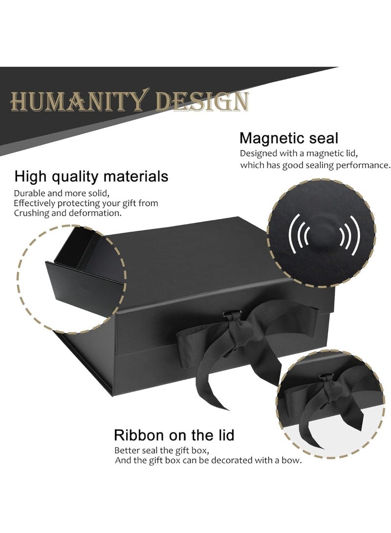 موش Luxury Magnetic Gift Box علبة هدايا فاخرة مغناطيسية، علبة هدايا كبيرة باللون الأسود مع شريط، علب هدايا قابلة للطي مع غطاء، مناسبة للمناسبات والاحتفالات وأعياد الميلاد والذكرى السنوية وغيرها - Image 2