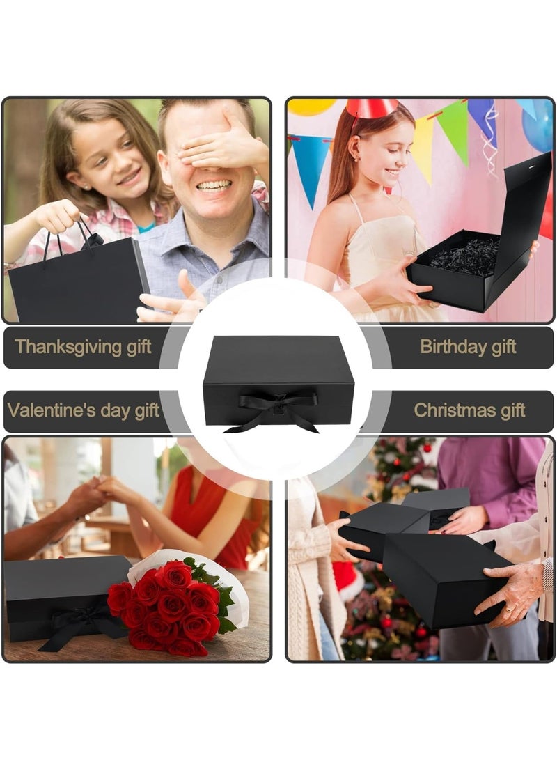 موش Luxury Magnetic Gift Box علبة هدايا فاخرة مغناطيسية، علبة هدايا كبيرة باللون الأسود مع شريط، علب هدايا قابلة للطي مع غطاء، مناسبة للمناسبات والاحتفالات وأعياد الميلاد والذكرى السنوية وغيرها - Image 4