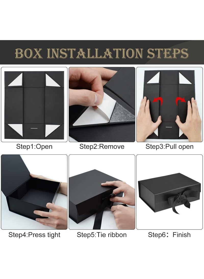 موش Luxury Magnetic Gift Box علبة هدايا فاخرة مغناطيسية، علبة هدايا كبيرة باللون الأسود مع شريط، علب هدايا قابلة للطي مع غطاء، مناسبة للمناسبات والاحتفالات وأعياد الميلاد والذكرى السنوية وغيرها - Image 5