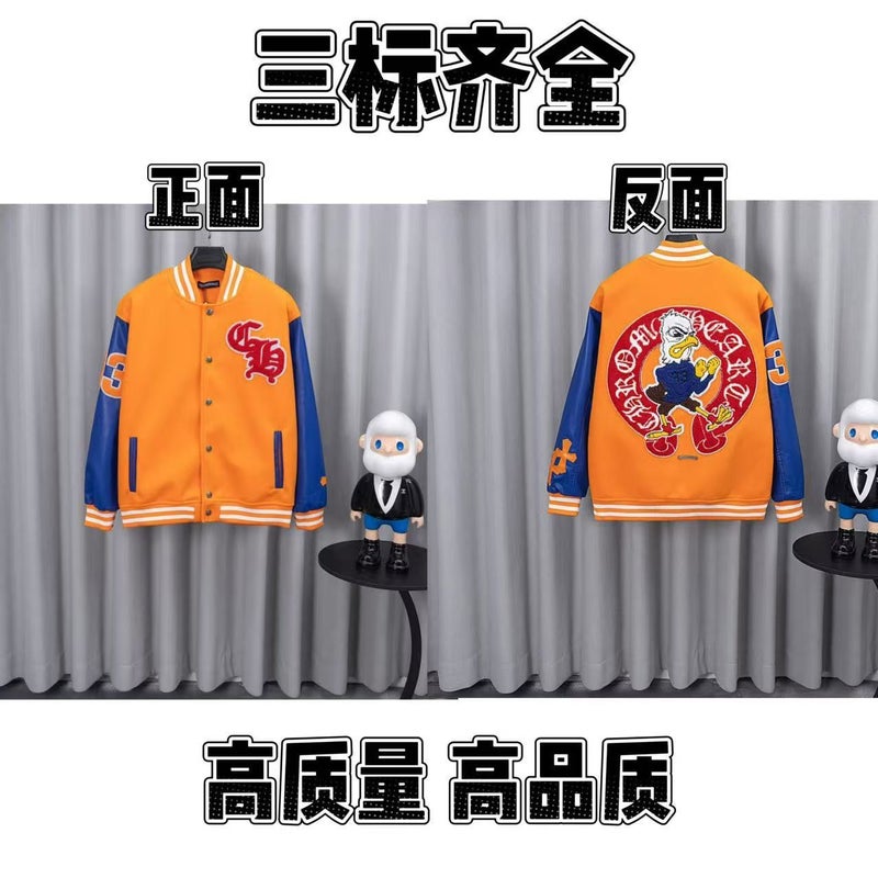 High-Quality Ch Crow Cross Leather Embroidered Baseball Jacket Factory Goods Direct - Image 5