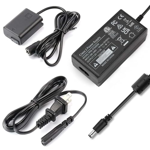 F1TP AC PW20 AC Power Supply Adapter NP-FW50 Dummy Battery Coupler kit for Sony ZV-E10, Alpha A6500 A6400 A6300 A6100 A6000 A5100 A5000 A7II A7SII A7RII A7 A7S A7R RX10 II III IV NE ZV-E10 Cameras - Image 1
