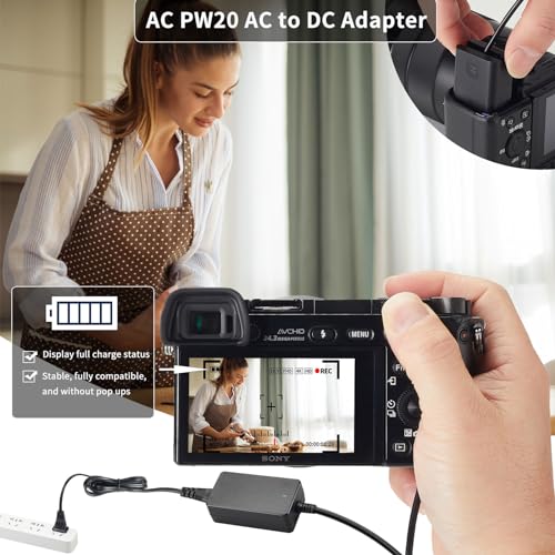 F1TP AC PW20 AC Power Supply Adapter NP-FW50 Dummy Battery Coupler kit for Sony ZV-E10, Alpha A6500 A6400 A6300 A6100 A6000 A5100 A5000 A7II A7SII A7RII A7 A7S A7R RX10 II III IV NE ZV-E10 Cameras - Image 5