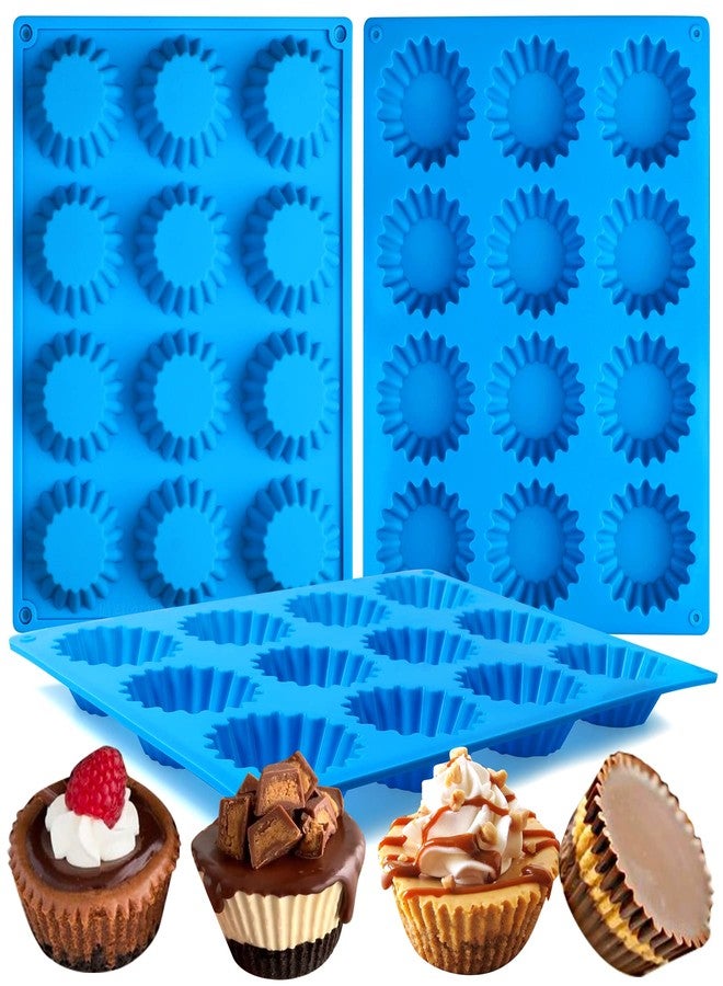 Sidosir 3pcs Peanut Butter Cup Mold, Silicone Mini Tart Pan for Bite Size Fat Bombs, Silicone Chocolate Candy Mold for Brownie (Peanut Butter Cup) - Image 1