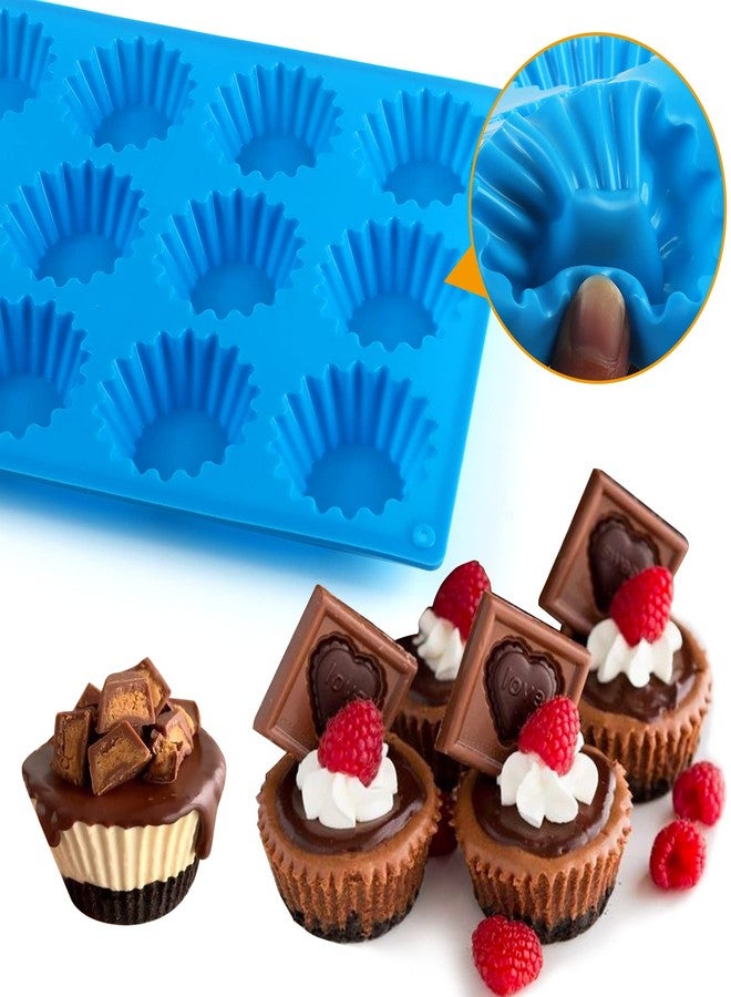Sidosir 3pcs Peanut Butter Cup Mold, Silicone Mini Tart Pan for Bite Size Fat Bombs, Silicone Chocolate Candy Mold for Brownie (Peanut Butter Cup) - Image 3