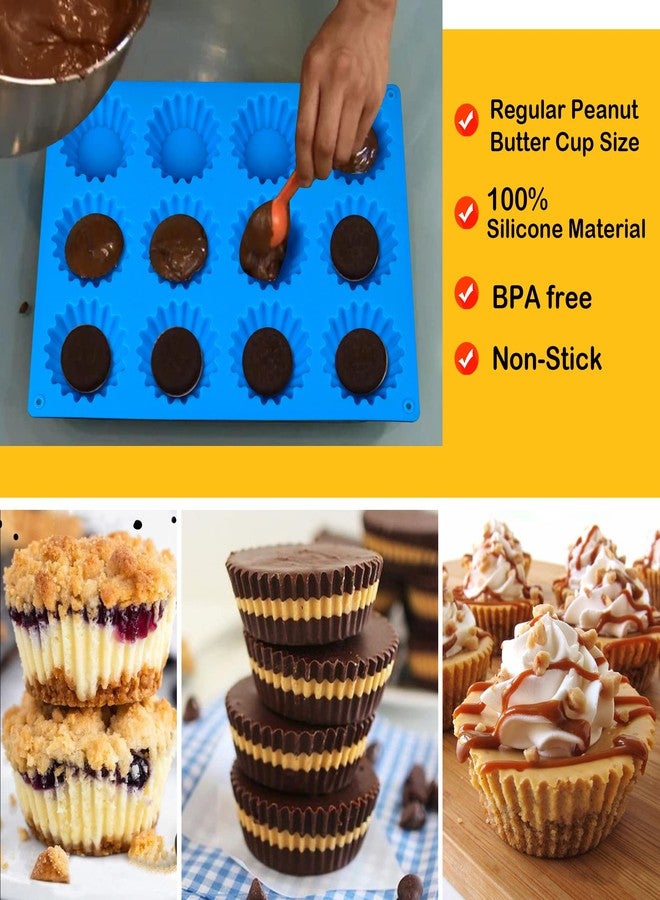 Sidosir 3pcs Peanut Butter Cup Mold, Silicone Mini Tart Pan for Bite Size Fat Bombs, Silicone Chocolate Candy Mold for Brownie (Peanut Butter Cup) - Image 5