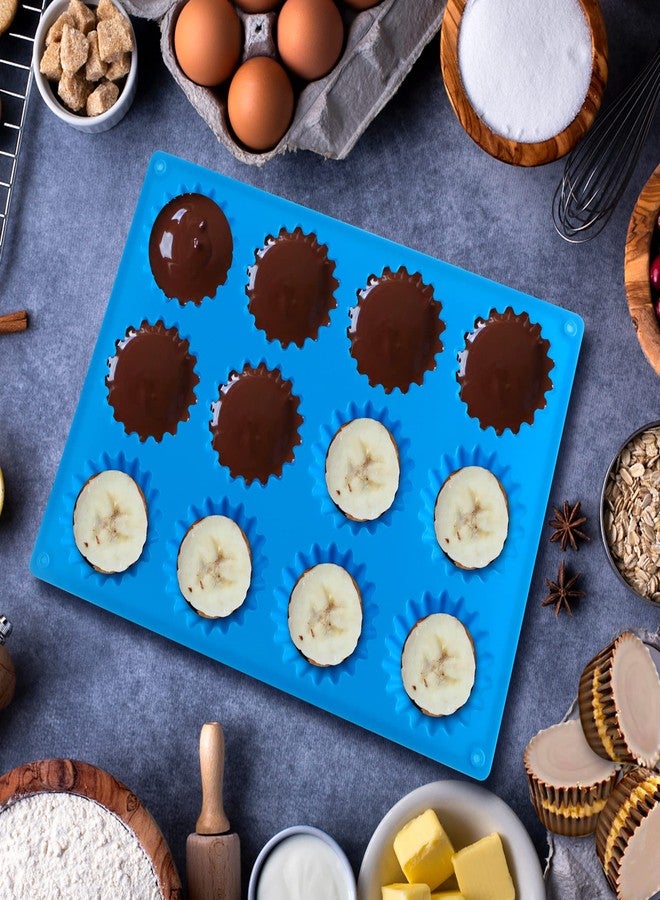 Sidosir 3pcs Peanut Butter Cup Mold, Silicone Mini Tart Pan for Bite Size Fat Bombs, Silicone Chocolate Candy Mold for Brownie (Peanut Butter Cup) - Image 4