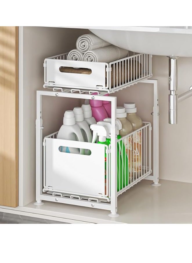 Arabest 2 Pack Pull Out Cabinet Organizer,Collapsible Closet Organizers and Storage Cabinets,Heavy Duty Slide Out Drawers for Kitchen Cabinets,Tier Multi-Purpose Bathroom Organizers and Storage(3.5"+7") - Image 1