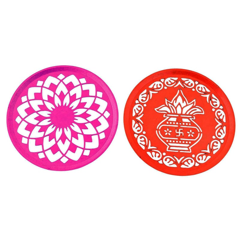 Craftam Different Design Ready to Draw Rangoli Making Stencils, Rangoli Plastic Stencils for Floor Decoration (Set of 12, Size 6 Inch) - Image 4