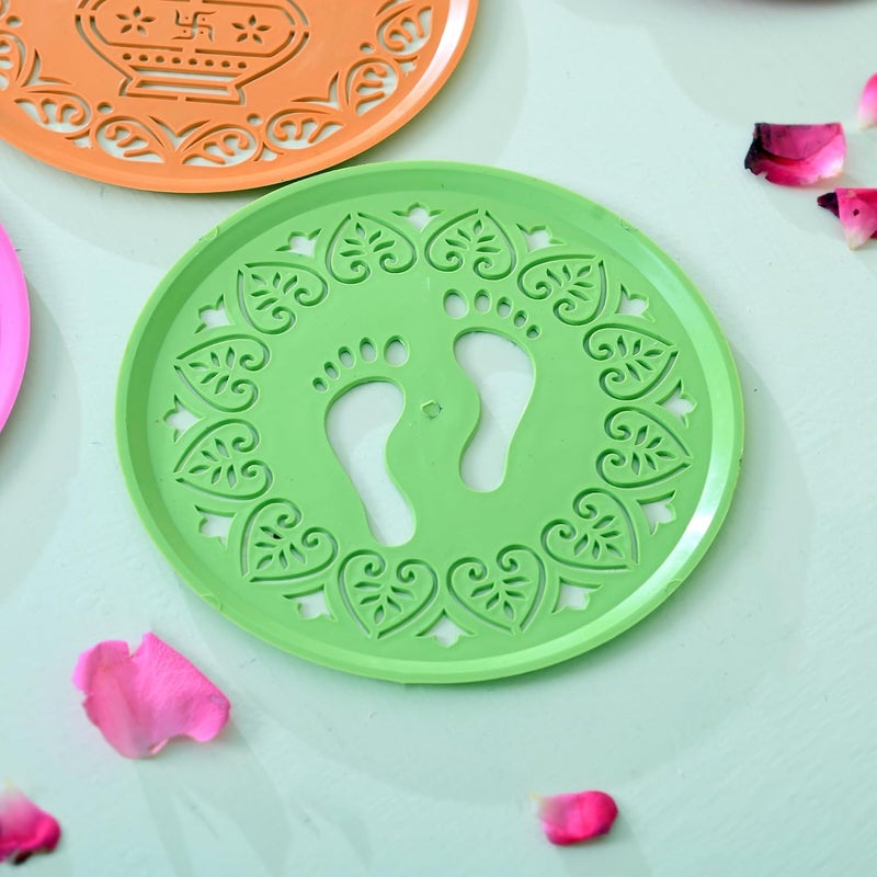 Craftam Different Design Ready to Draw Rangoli Making Stencils, Rangoli Plastic Stencils for Floor Decoration (Set of 12, Size 6 Inch) - Image 3