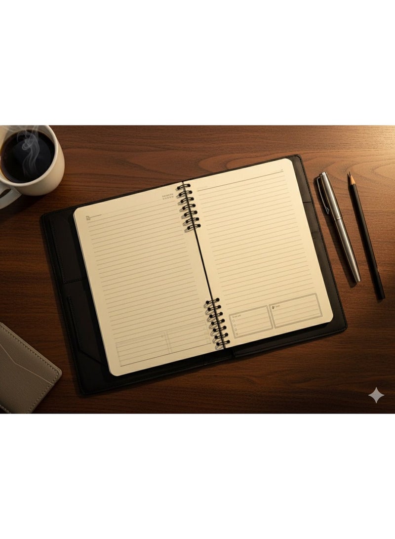Executive Leather Notebook Folder – Professional A5 Organizer with Refillable Pages - Image 3