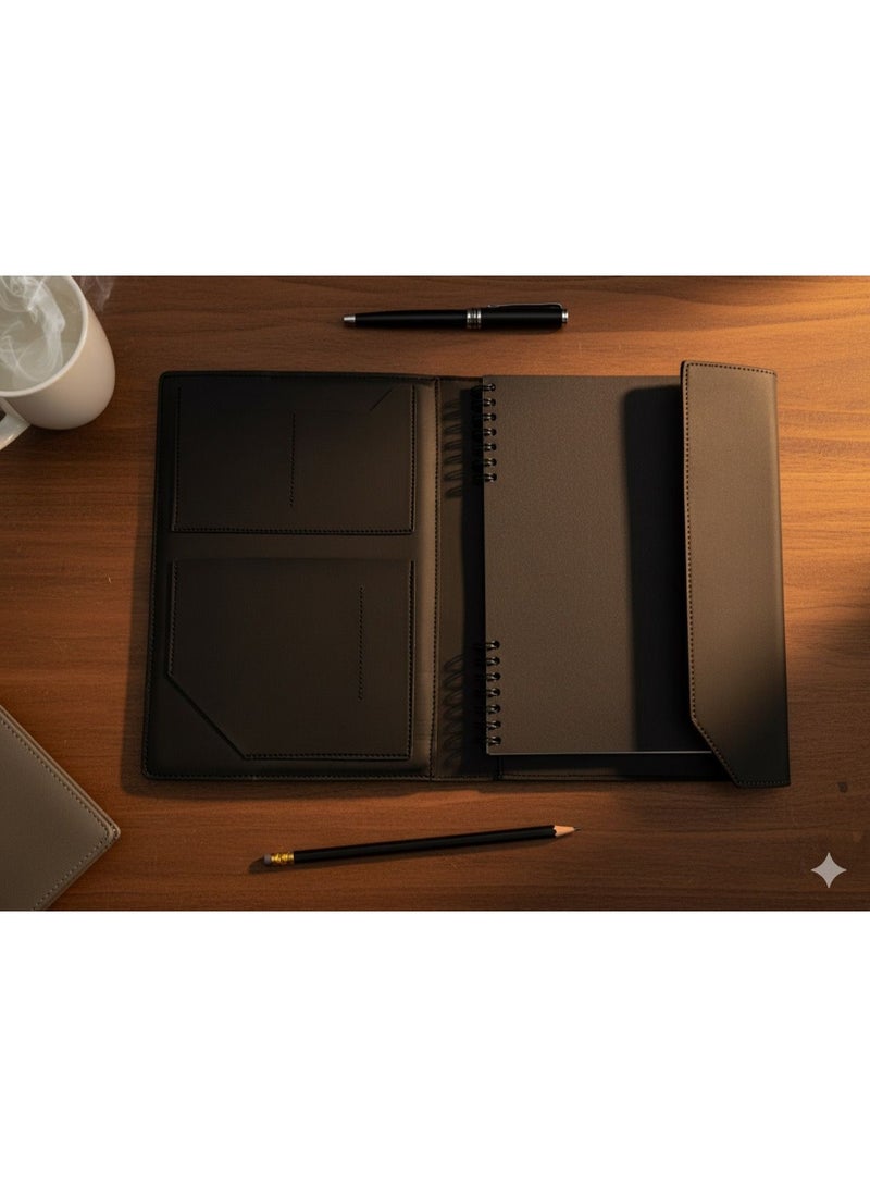 Executive Leather Notebook Folder – Professional A5 Organizer with Refillable Pages - Image 2