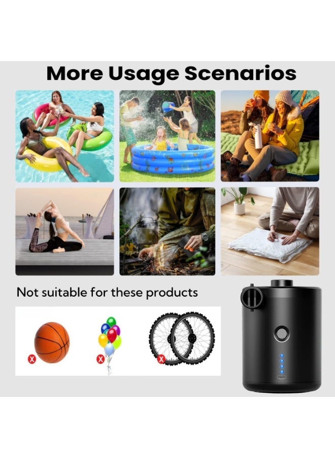 KOWVOWZ Electric Air Pump Inflatables Portable Air Bed Pump Rechargeable Air Mattress Pump 4000 mAh Inflatable Mattress Inflator with 3 Nozzles for Mattress Camping Pool Inflatable - Image 4