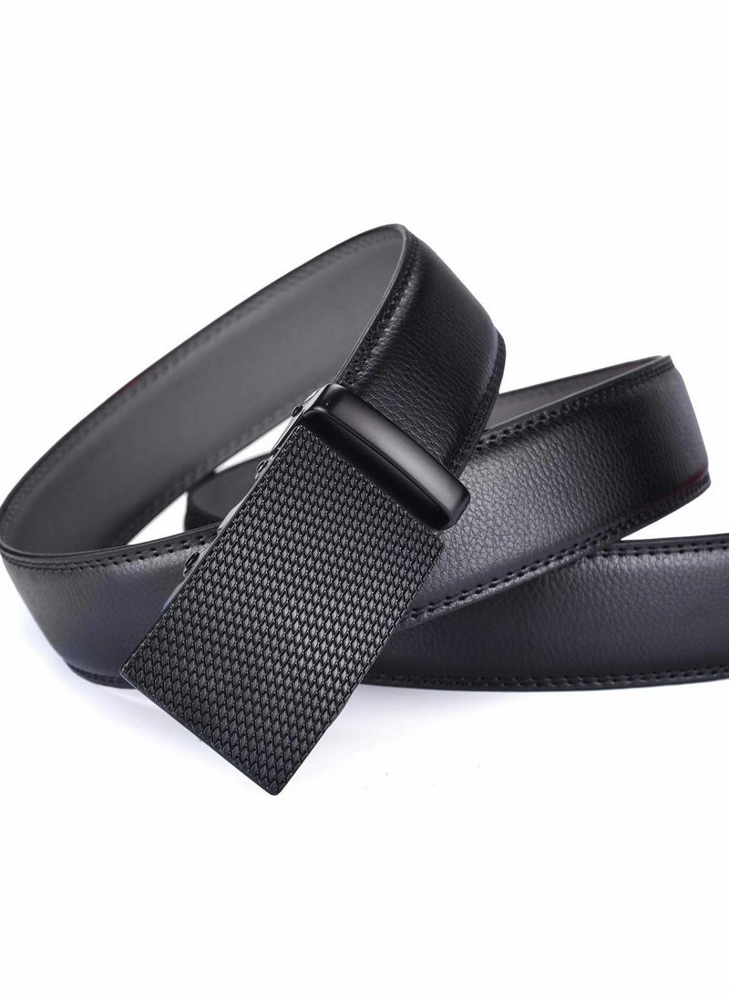 SYOSI - Men's Leather Ratchet Dress Belts with Automatic Buckle Belt Fashion Soft Comfortable and Durable Quality Adjustable Trim to Fit Black - Image 1
