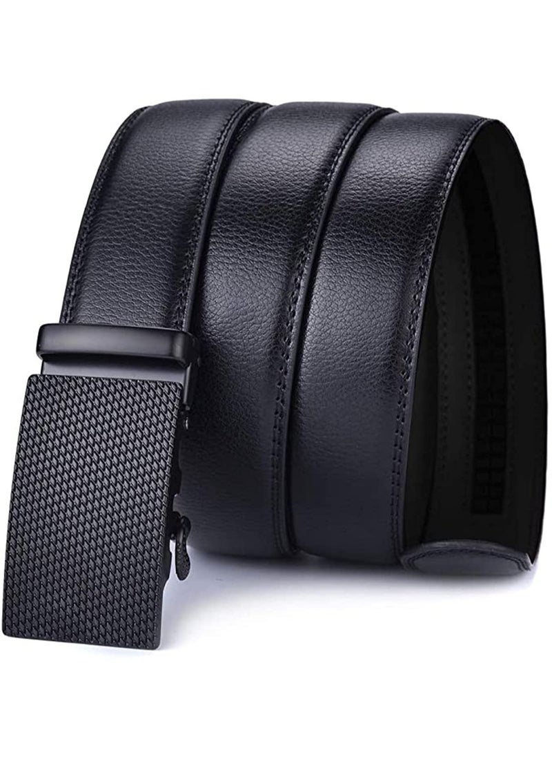 SYOSI - Men's Leather Ratchet Dress Belts with Automatic Buckle Belt Fashion Soft Comfortable and Durable Quality Adjustable Trim to Fit Black - Image 1