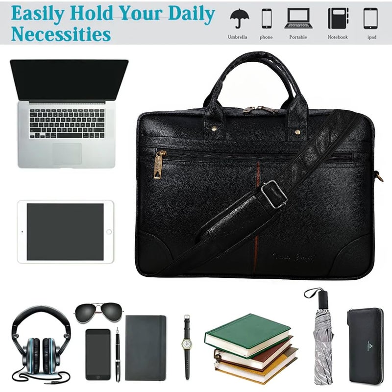 Hard Craft Messenger Office Laptop Bag for Men PU Leather Business Executive Briefcase Laptopbags Corporate Official Sling Side Shoulder File HandBag for Man Supports Laptop Upto 15.6 inches - Image 3