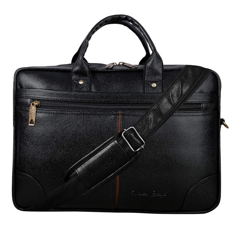 Hard Craft Messenger Office Laptop Bag for Men PU Leather Business Executive Briefcase Laptopbags Corporate Official Sling Side Shoulder File HandBag for Man Supports Laptop Upto 15.6 inches - Image 1